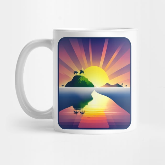 Tropical Island Sunrise - Tropical Vibes by tatzkirosales-shirt-store